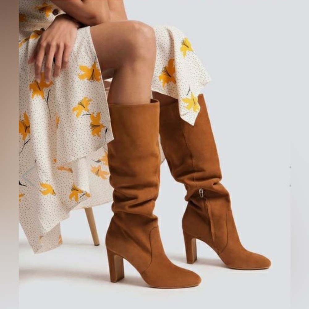 NWT NIB Dolce Vita Coop Tall Suede Boots Dark Saddle Brown Size 8
